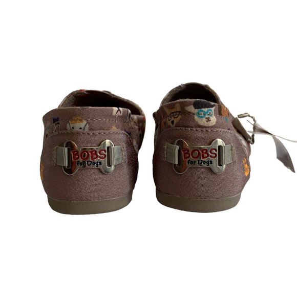 NWT BOBS FROM SKECHERS Womens Grey Plush Pups Smarts Dog Print Slip-ons Sz 5 - Picture 5 of 7